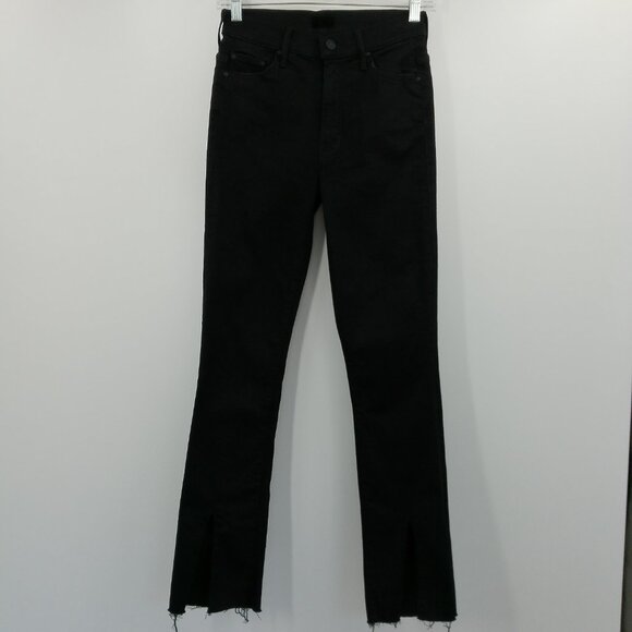 MOTHER The Insider Slit Ankle Fray Jean Women's 26 Not Guilty Black Distressed - Picture 4 of 15